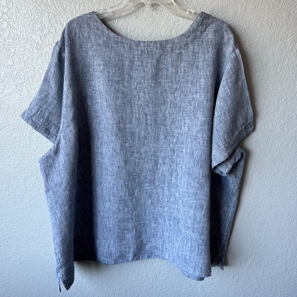 Land’s End 100% Linen Boxy Button Shoulder/Collar Pullover Shirt - Picture 2 of 9